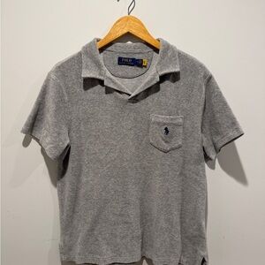 Ralph Lauren Terry Cloth Heather Gray Pocket Polo Shirt Size Medium